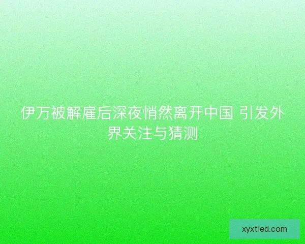 伊万被解雇后深夜悄然离开中国 引发外界关注与猜测